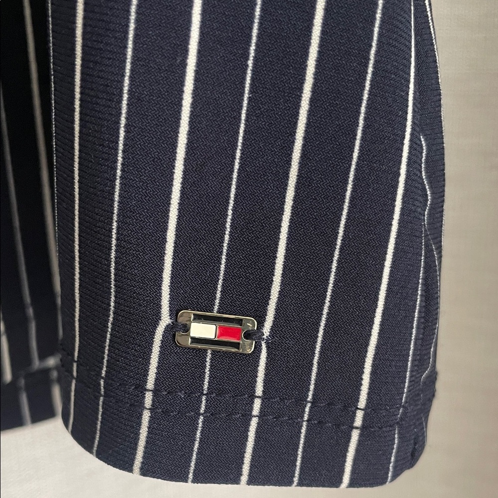 Tommy Hilfiger Navy and White Striped Button Down Shirt - Picture 2 of 6